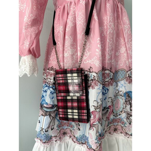 NWOT No Boundaries "Jessica" North/South Pink Plaid Small Cross Body Purse - Picture 2 of 6